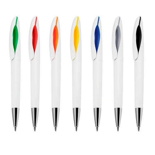 Caneta Plástica Branca Personalizada