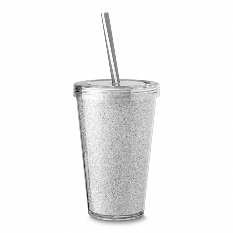Copo Com Canudo 550ml Personalizado Com Glitter