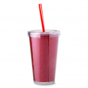 Copo Com Canudo 550ml Personalizado Com Glitter