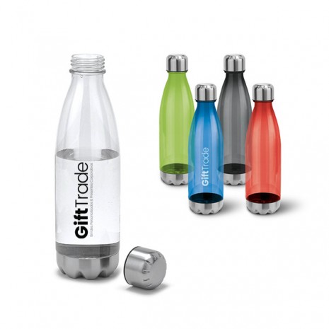 Garrafa Squeeze Plástico Translúcido 700ml Com Base e Tampa de Inox Personalizado