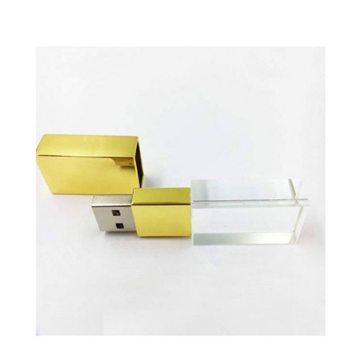Pen Drive de Vidro Com Tampa Ouro Personalizado Pen Drive de Vidro Com Tampa Ouro Personalizado