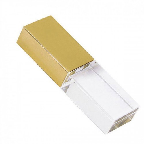 Pen Drive de Vidro Com Tampa Ouro Personalizado Pen Drive de Vidro Com Tampa Ouro Personalizado