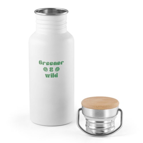 Squeeze de Inox 540ml Com Tampa de Bambu Personalizado Para Brindes Squeeze de Inox 540ml Com Tampa de Bambu Personalizado Para Brindes